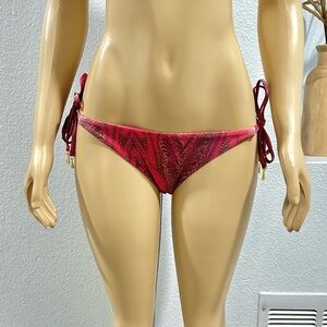 Bellissima Swimwear Bikini Bottom Size M Medium Side Tie Tassel With Gold Accent